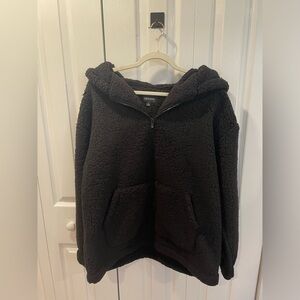 black teddy pullover hoodie